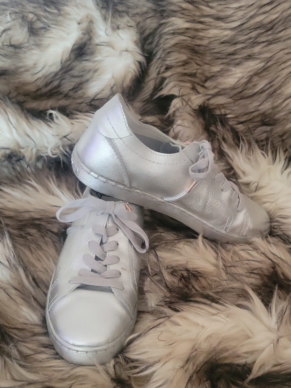 Dolce Vita Metallic Silver Lace-Up Sneakers